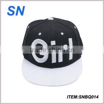 new design custom 3D embroidered snapback hat for girls