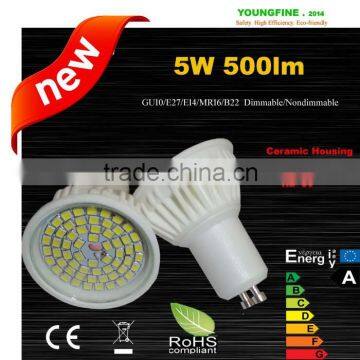 Best seller high power 500lm 5w smd2835 gu10 60 smd led light