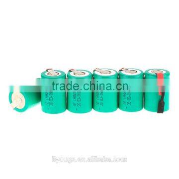 Hot 6Pcs NiCd 4/5 SubC Sub C 1.2V 2200mAh Rechargeable Battery with Tabs- Green color