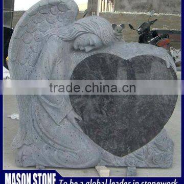 tombstone angel engraved black granite traditional