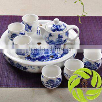 Chinese 8pcs family teaset kitchen teaset with 350ml ceramic teapot 6pcs 100ml teacup and clay tea tray