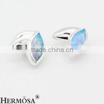 925 Sterling Silver Passionate Marquise Blue Australian Opal Graceful Lady Stud Earrings