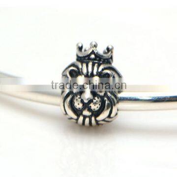 925 Sterling Silver King Lion Charm Bead