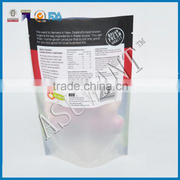 Mute oil printing on window food bag for bone packaging/custom make stand up clear heat resistant food bag