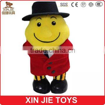 new design plush yellow doll custom figure dolls with clothing soft fabric doll toy with hat