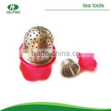 beautful pink stainless steel plastic tea strainer gift