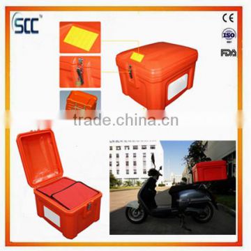 60L Orange plastic insulated delivery box for food, fast food, sushi food