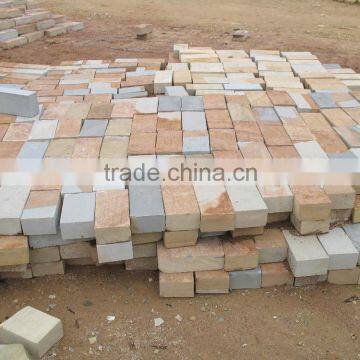 mixed color sandstone slab sandstone cobblestone tile / natural stone pavers for Sale