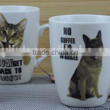 11OZ dog and cat design two sides decal print coffee cups, shiny surface new bone china mug, KL8298009