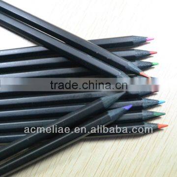 7" standard size hexagonal shape high quality 3.0mm color lead black wood color pencil