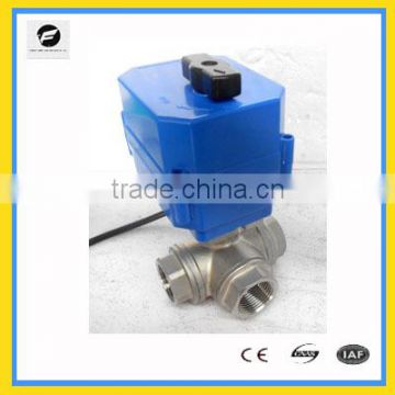 CTF-001 series 3-way motorized ball valve with large output torque brass,stainless steel and plastic material 3-6v 12v 24v 220v