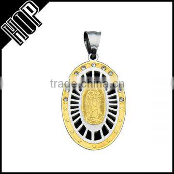 Best selling high quality stainless steel gold crystal Madonna pendant