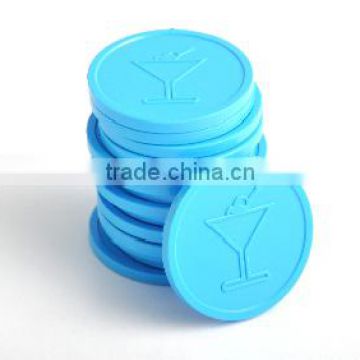 Embossed Plastic Token Coins in stock - Light Blue - Cocktail