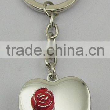 Red flower metal heart shape solid perfume container /lip gloss keychain various design, OEM designs accepted.<DKCA9174>