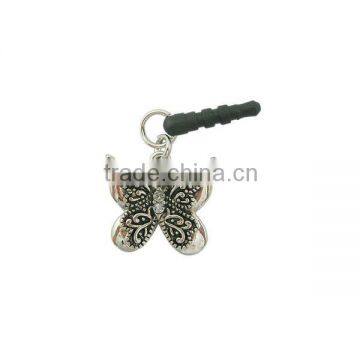 metal butterfly earphone jack dust cap plug for phone,designed by (C) charis,OEM service,pass SGS factory audit