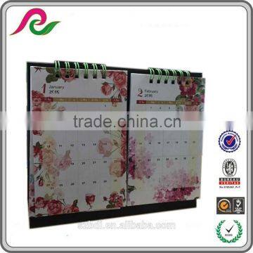 2016 Pink floral spiral bound double flip calendar