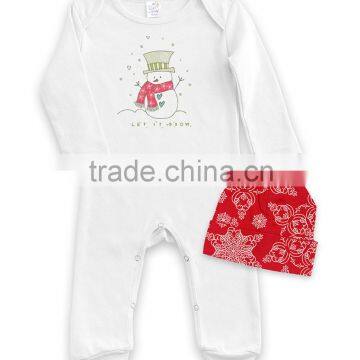 New Spring and Autumn Style White Toddler Girl Playsuit Letters Printed Baby Jumpsuit With Red Beanie Kid Clothes G-NPCS90628-29