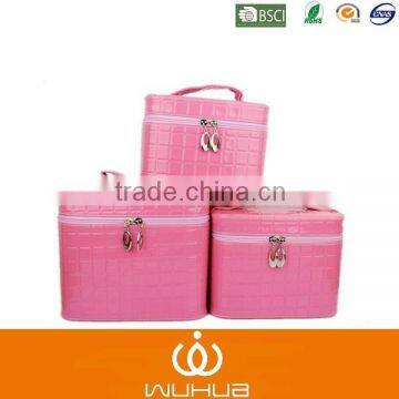 Pink leather small middel large Beauty Box Makeup Vanity Salon Case