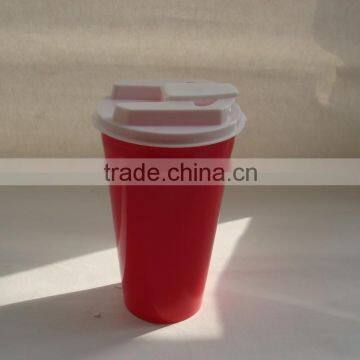 Promotional plastic coffee tumbler 16oz with silicon lid