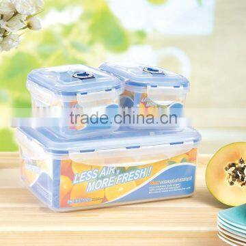 3pcs push & push easy open stackable microwave plastic food container