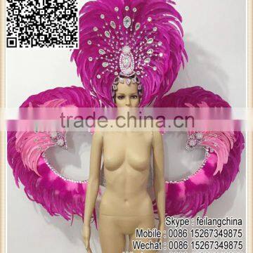 Pink Rose With Diamonds Elastic Straps Carnival Costume Samba Dance Costume