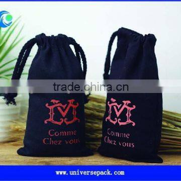 8oz/10oz/12oz printed black canvas drawstring pouch