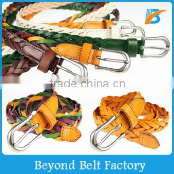 Beyond Womens Candy Color Skinny Braided Genuine Leather Dress Decor Belt