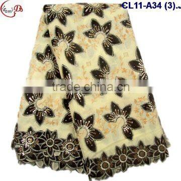 CL11-A34 (3) New arrival and good quality Organza lace fabric with big suquins for dress and clothes