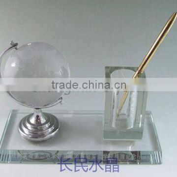 Crystal ball office stationery set,crystal pen holder for table decoration