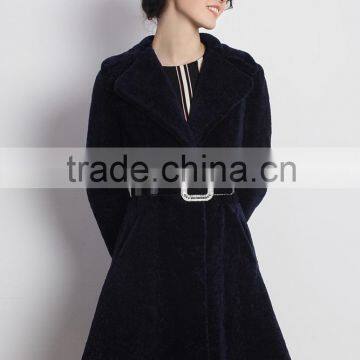 Long Black Real Shearling Sheepskin Fur Coat with Cheap Price for Fashion Ladies Winter Warm