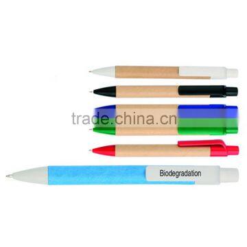 Eco-paper pen body with recycle paper for barrel and degradable plastics for clip, tip and grip mechanical pencil