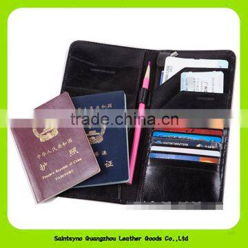 16227 Popular Multi-functional Wax Leather Passport Holder and Ticket Holder Leather Travel Wallet photo-6