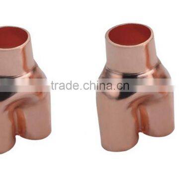 Air conditioner parts distributing copper pipe y tee