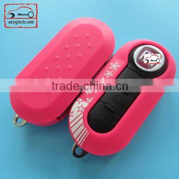 High Quatity Fita 500 flip remote key shell pink 3 button Fiat 500 Brava Panda Punto fobs romote key case