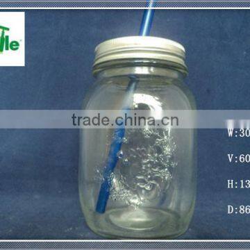 beverge mason jar with handle, beer jar with lid and straw