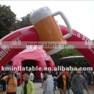 inflatable arch with a beer glass on it