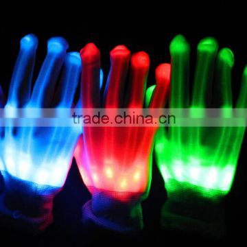 Low price finger light up led glove , led flashing glove , led glowing glove