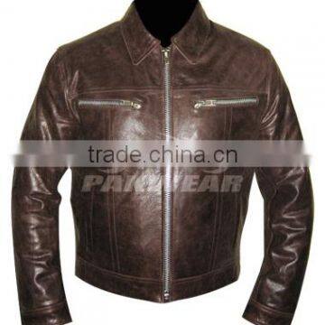 Leather Fashion Jacket With Ykk Zipper