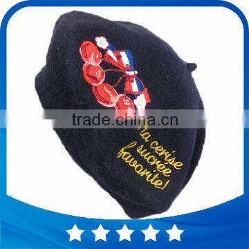 Newest fashion wholesale women winter hats embroidery wool beret hat