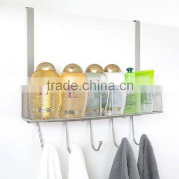 Over-the-Door Basket With Hooks, Nickel and Hot Selling Metal Over the Door Hanging Hooks