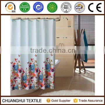 100% polyester butterfly flowers printing shower curtain