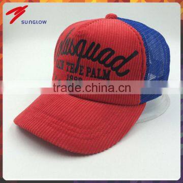 Wholesale customized corduroy rubber print mesh trucker hat