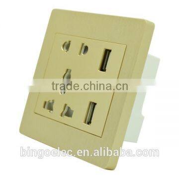 5pin Electrical Socket With Double Usb Port Wall Socket,input AC110-250V photo-2