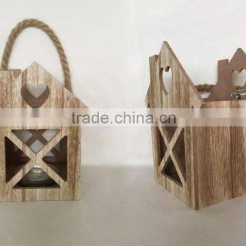 Outdoor wooden christmas candle holder box xmas candle holder gifts for home decoration