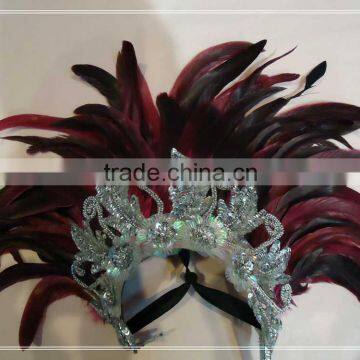 Mask/Headdress with Coque Feathers, Red