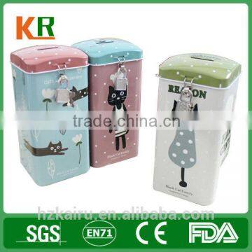 2015 new design printing coin box tin can coin bank