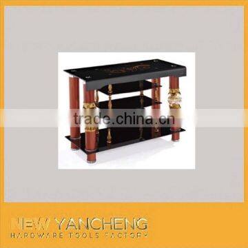 antique stainless steel and glass tv stand made in Foshan