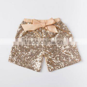 2016 New Fashion Style Baby Girls Shiny Sequin Short Pant, Top Quality Children's Pant With Ribbon Bow Design
