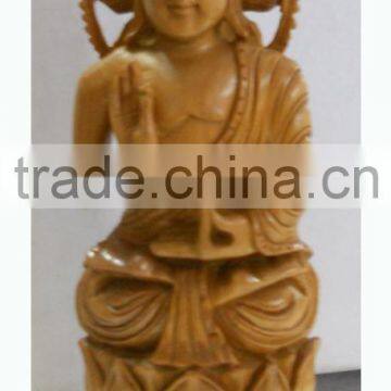 wooden Handicraft Buddhism Sculptural decor Gift Japan Carving Handmade God Buddha Statue