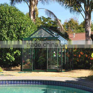 insulated tempered glass greenhouse with aluminum frame HX98214